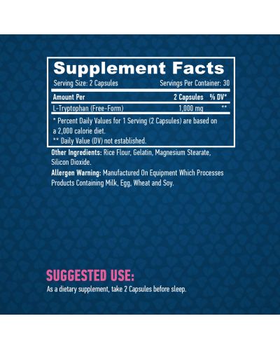 L-Tryptophan, 60 капсули, Haya Labs - 2