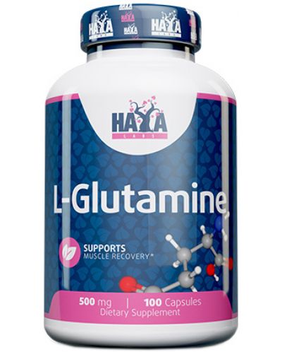 L-Glutamine, 500 mg, 100 капсули, Haya Labs - 1