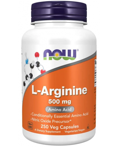 L-Arginine, 500 mg, 250 капсули, Now - 1