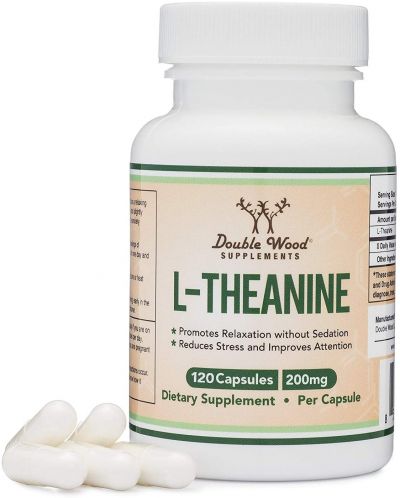 L-Theanine, 200 mg, 120 капсули, Double Wood - 4