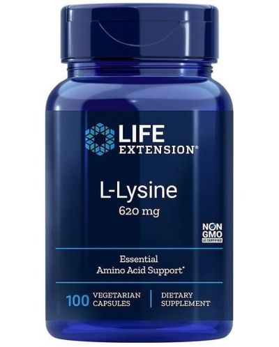 L-Lysine, 620 mg, 100 веге капсули, Life Extension - 1