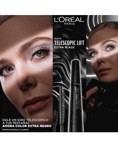 L'Oréal Спирала за удължени и извити мигли Telescopic Lift, Extra Black, 9.9 ml - 6
