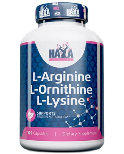 L-Arginine L-Ornithine L-Lysine, 100 капсули, Haya Labs - 1