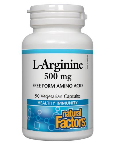 L-Arginine, 500 mg, 90 капсули, Natural Factors - 1