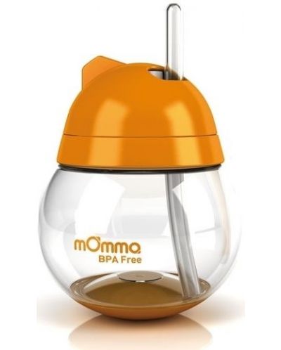 Неразливаща чаша със сламка Lansinoh - mOmma, оранжева, 250 ml