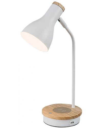 Лампа с безжично зарядно Rabalux - Mosley, бяла - 2