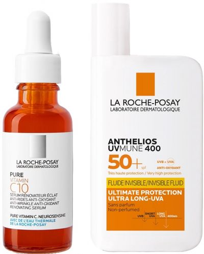 La Roche-Posay Anthelios Комплект - Серум за лице с витамин С и Флуид, SPF50, 30 + 50 ml - 1