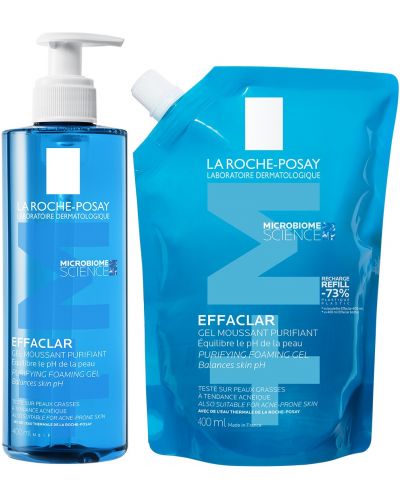 La Roche-Posay Effaclar Комплект - Почистваща гел-пяна и Пълнител, 2 x 400 ml - 1