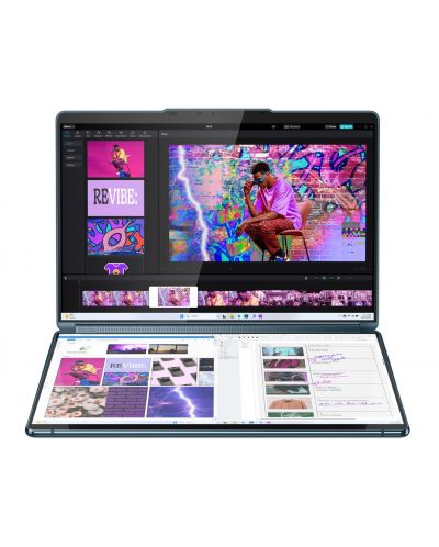 Лаптоп Lenovo - Yoga Book 9, 2x13.3'', 2.8К, Ultra 7, WIN, Touch, Tidal Teal - 1