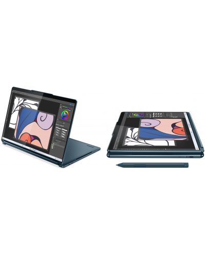 Лаптоп Lenovo - Yoga Book 9, 2x13.3'', 2.8К, Ultra 7, WIN, Touch, Tidal Teal - 2
