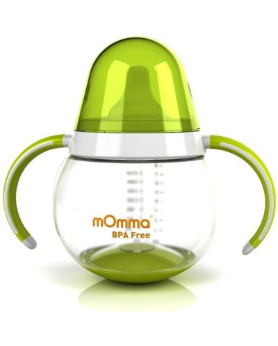Неразливаща чаша с дръжки Lansinoh - mOmma, зелена, 250 ml