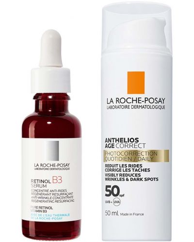 La Roche-Posy Retinol & Anthelios Комплект - Серум против бръчки и Противостареещ крем, SPF50, 30 + 50 ml - 1