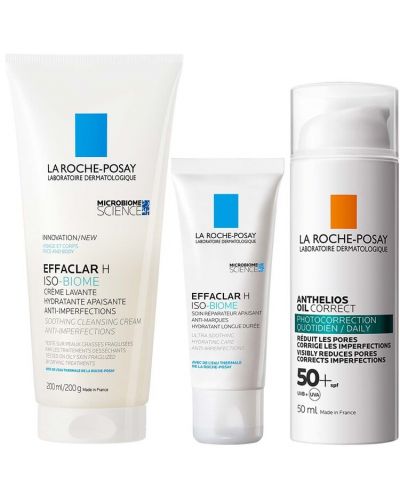 La Roche-Posay Effaclar Комплект - Измиващ крем за лице и тяло, Успокояваща грижа и Гел-крем, SPF50, 200 + 40 + 50 ml - 1