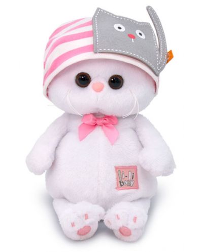 Плюшена играчка Budi Basa - Коте Ли-Ли бебе, с шапка с котенце, 20 cm - 1