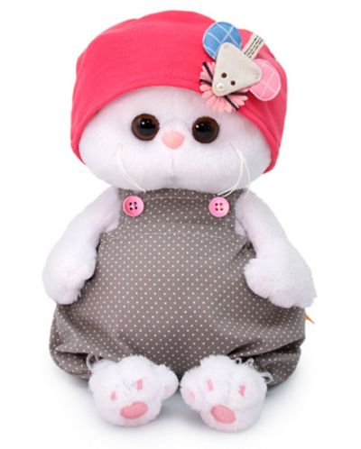 Плюшена играчка Budi Basa - Коте Ли-Ли бебе, с шапка с мишка, 20 cm - 1