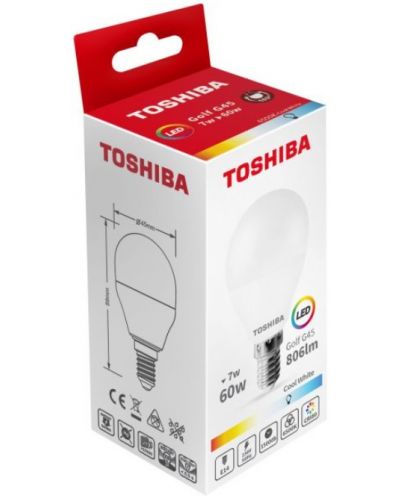 LED крушка Toshiba - 7=60W, E14, 806 lm, 6500K - 2