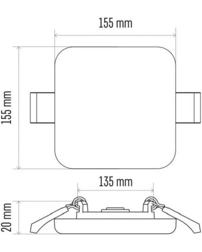 LED панел за вграждане Emos - ZV2142, IP65, 13W, 220V, 4000K, 1250lm, бял - 2