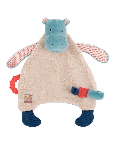 Мека играчка - кърпа Moulin Roty Les Papoums - Хипопотам, 28 cm - 1
