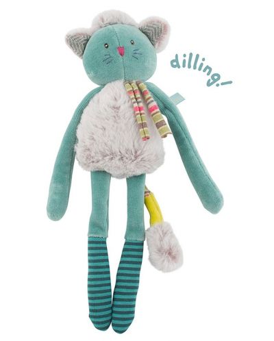 Мека дрънкалка Moulin Roty Les pachats - Синьо коте, 28 cm