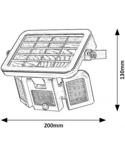 LED соларен аплик със сензор Rabalux - Lihull 77020, IP 44, 9.6W, DC 3.7V, 500lm, 4000k, черен - 7