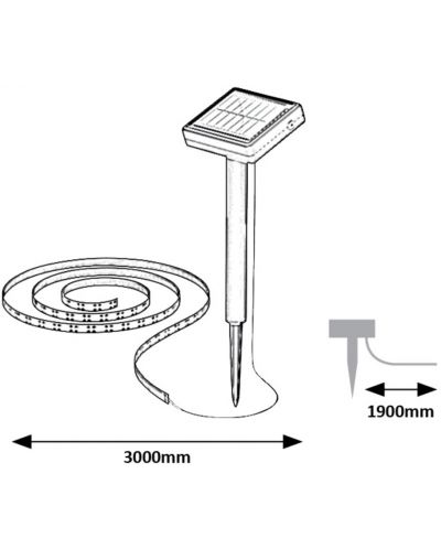 LED соларна лента Rabalux - Ansoo 77016, IP 44, 0.26 W, DC 3.2 V, 30 lm, 3000 k, черна - 7