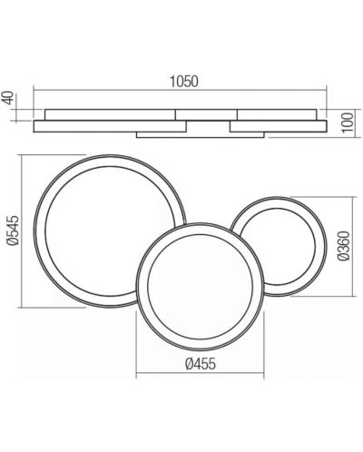 LED Плафон Smarter - Combi 01-3374, IP20, 240V, 72W, златист мат - 2