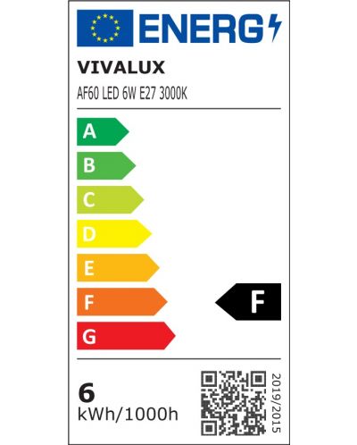 LED крушка Vivalux - AF60, E27, 6W, 3000K, филамент - 2