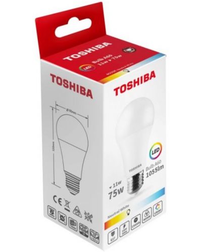 LED крушка Toshiba - 11=75W, E27, 1055 lm, 4000K - 2
