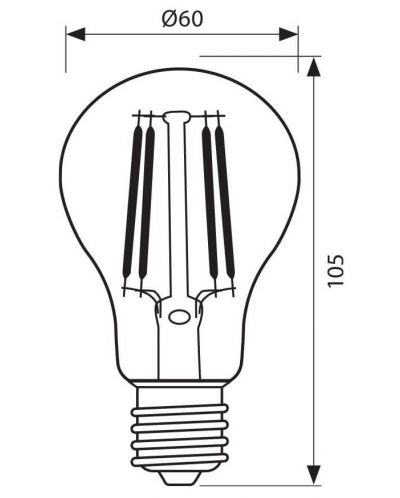 LED крушка Vivalux - AF60, E27, 8W, 3000K, филамент - 3