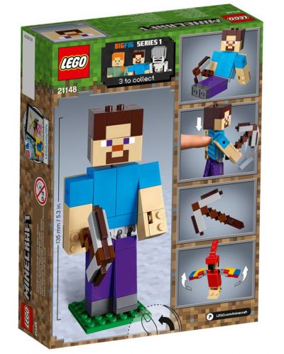 Конструктор Lego Minecraft - Голяма фигурка Стив с папагал (21148) - 6