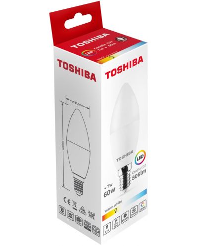 LED крушка Toshiba - 7=60W, E14, 806 lm, 3000K - 2