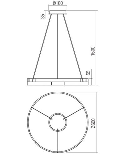 LED Пендел Smarter - Castle 01-3172, IP20, 240V, 36W, златист мат - 2