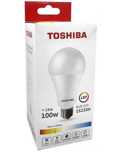 LED крушка Toshiba - 15=100W, E27, 1521 lm, 3000K - 2