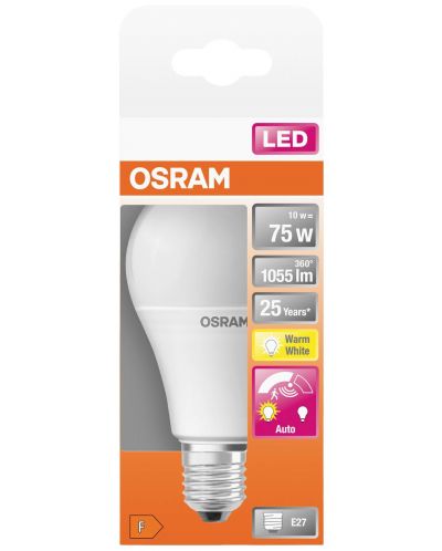 LED крушка Osram - CLA75MS, E27, 10W, 1055 lm, 2700K, сензор за движение - 3