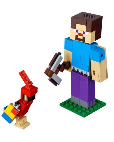 Конструктор Lego Minecraft - Голяма фигурка Стив с папагал (21148) - 5