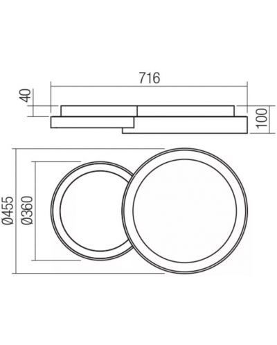 LED Плафон Smarter - Combi 01-3371, IP20, 240V, 50W, златист мат - 2