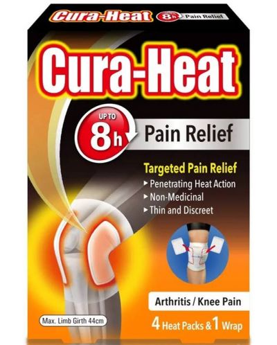 Лепенки при болки в коляното, 4 броя + 1 обвивка, Cura-Heat - 1