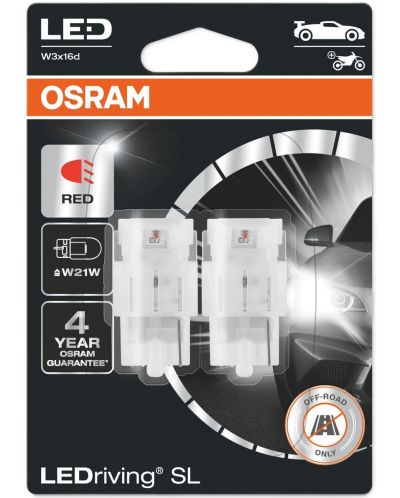 LED Автомобилни крушки Osram - LEDriving, SL, Red, W21W, 1.4W, 2 броя, червени - 1