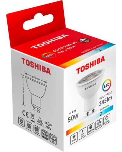 LED крушка за луна Toshiba - GU10, 4=50W, 345 lm, 6500K - 2