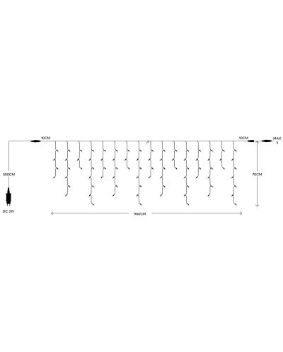 LED Лампички Eurolamp - Icicle, 300 броя, IP44, 31V, 7.2 W, 12 m, жълти - 3