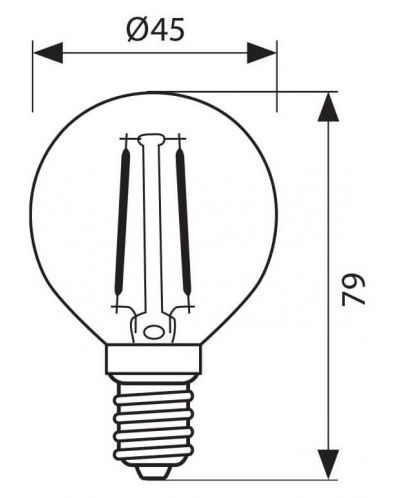 LED крушка Vivalux - GF45, E14, 4W, 4000K, филамент - 3