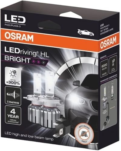 LED Автомобилни крушки Osram - LEDriving, HL Bright, H4/H19, 15W, 2 броя - 1