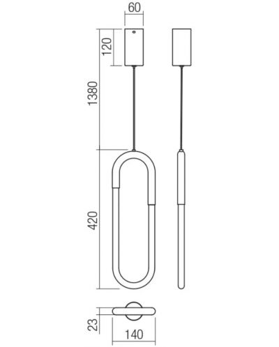 LED Пендел Smarter - Latium 01-3183, IP20, 240V, 9W, месинг - 2