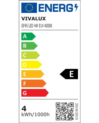 LED крушка Vivalux - GF45, E14, 4W, 4000K, филамент - 2