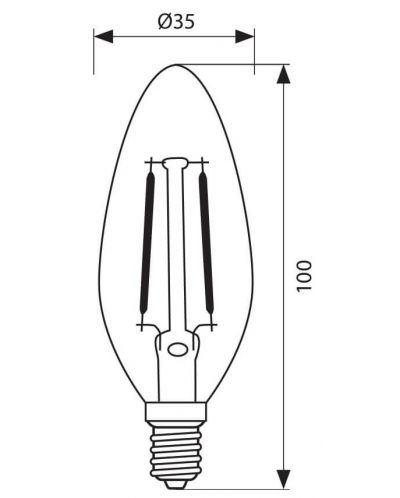 LED крушка Vivalux - BF35, E14, 4W, 3000K, филамент - 3