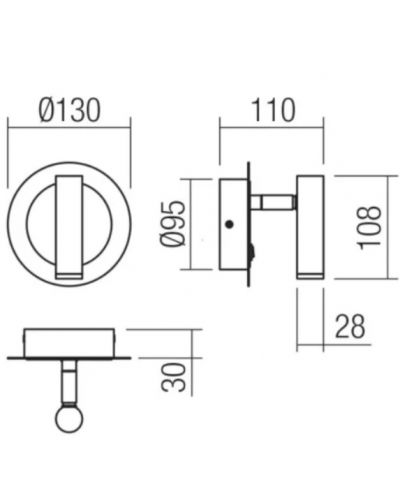 LED Аплик с ключ Smarter - Closer 01-3090, IP20, 240V, 6W, черен мат - 2