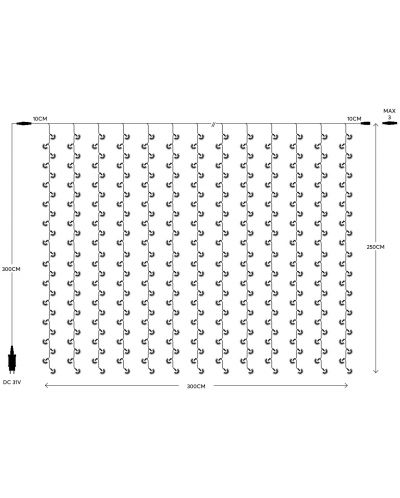 LED Завеса Eurolamp - 500 броя, IP44, 31V, 9W, 6 m, флаш жълта - 3