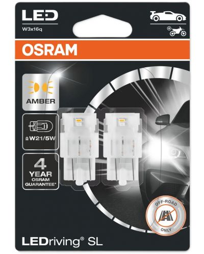 LED Автомобилни крушки Osram - LEDriving, SL, Amber, W21/5W, 1.9W, 2 броя, жълти - 1