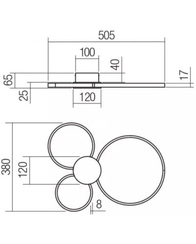 LED Плафон Smarter - Atom 01-3105, IP20, 240V, 20W, черен мат - 2