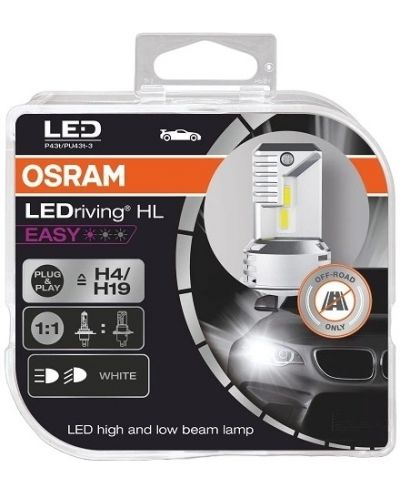 LED Автомобилни крушки Osram - LEDriving, HL Easy, H4/H19, 19W, 2 броя - 1